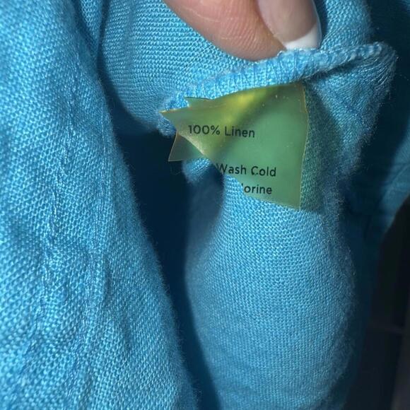 Talbots Petites 100% Pure Irish Linen Quiet Luxury Button Up Pocket Blouse Top S - Picture 3 of 10